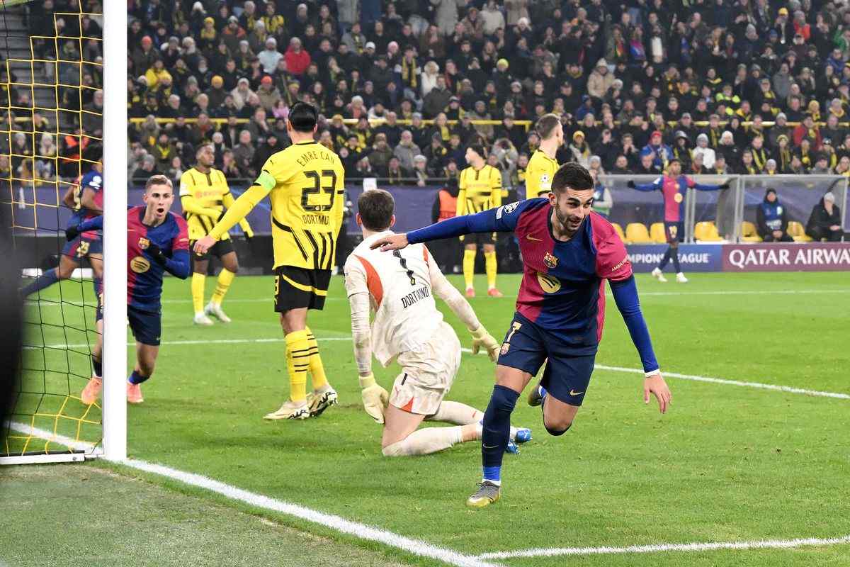 Ferran Torres has just scored for Barcelona against Borussia Dortmund in the Champions League