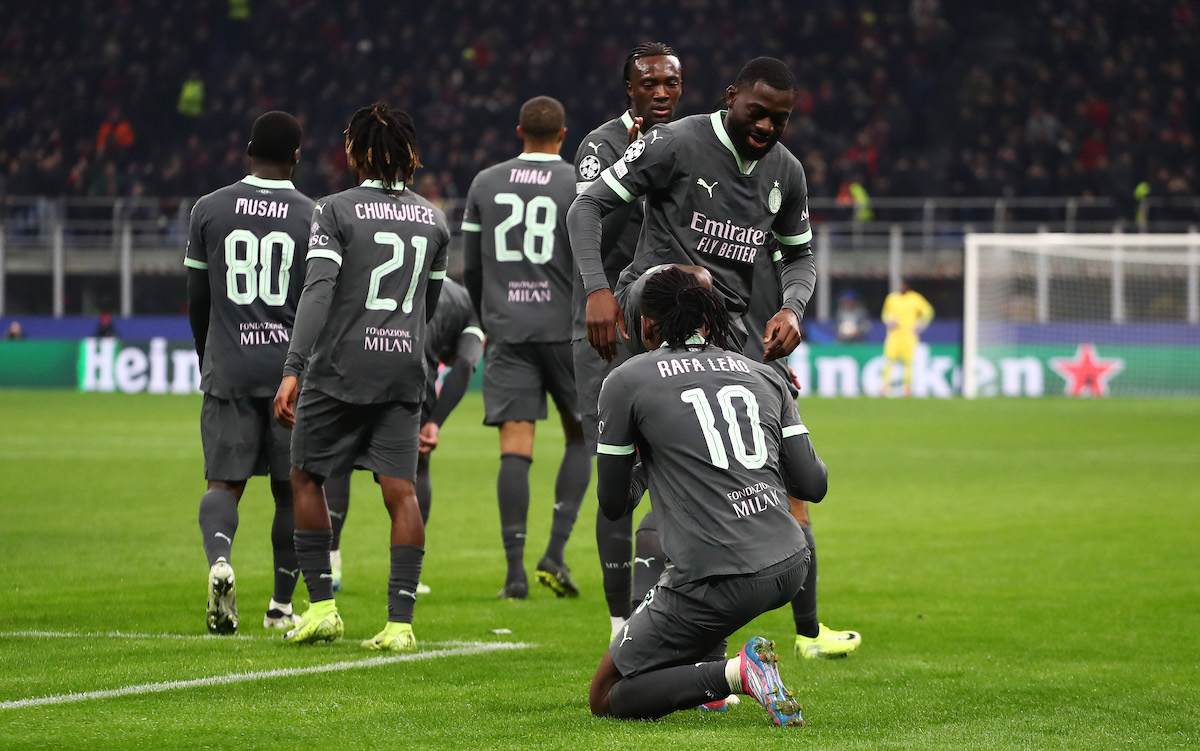 Rafael Leao after scoring against Red Star in the Champions League