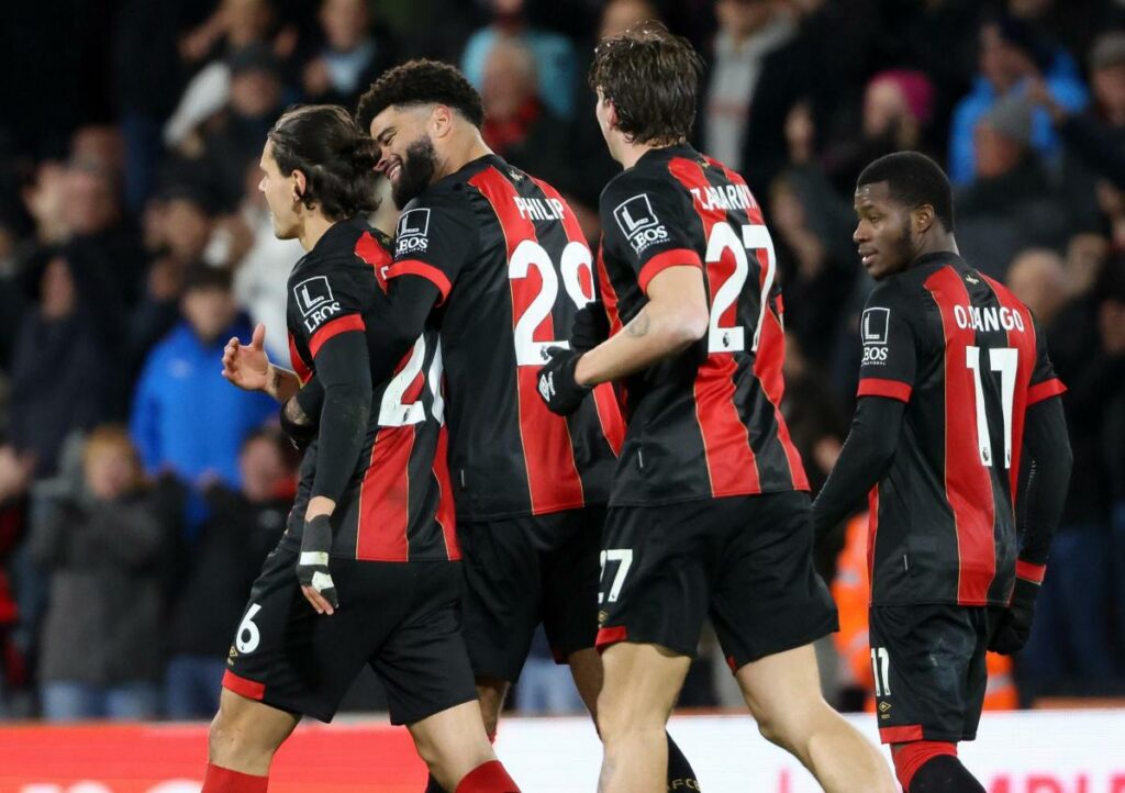 Bournemouth players celebrate after scoring