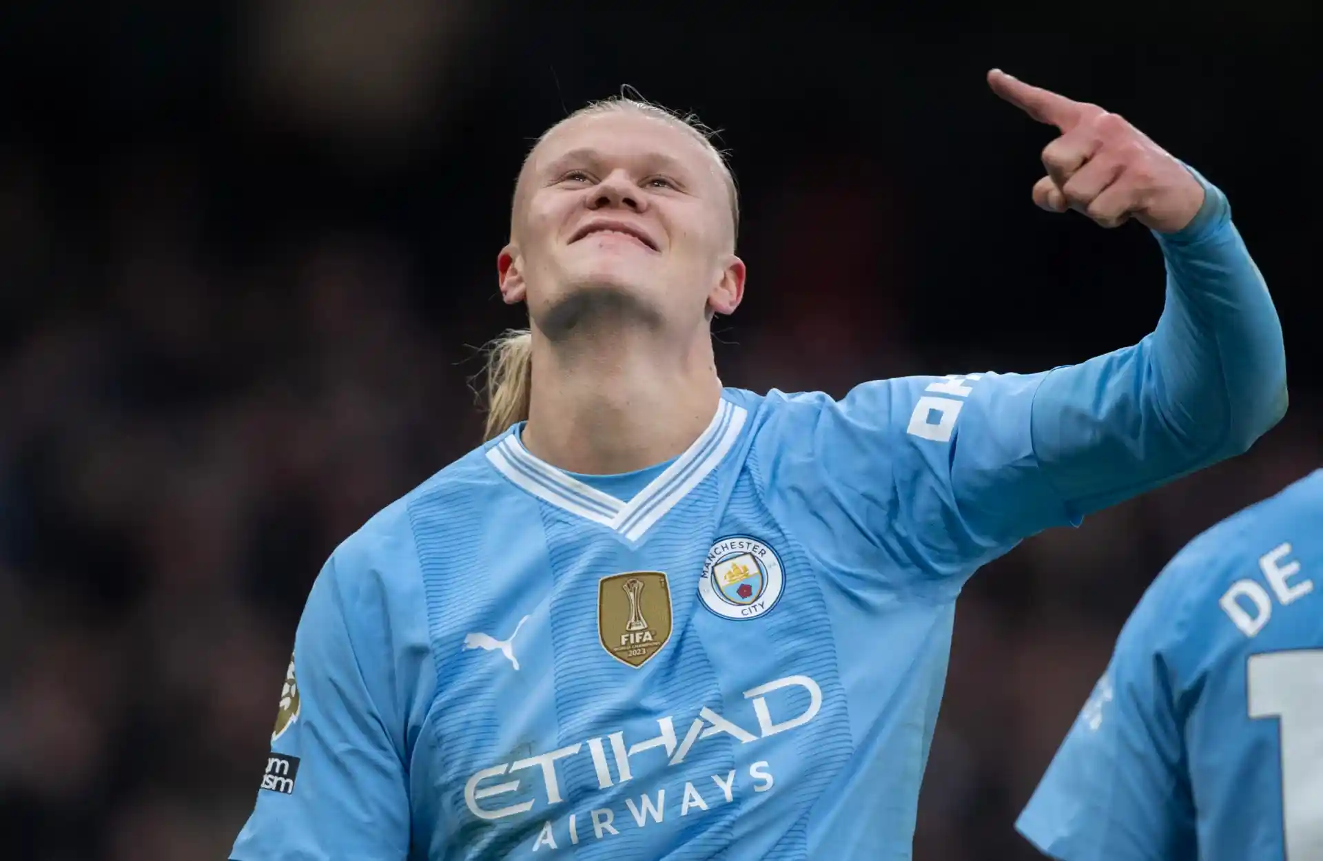 Erling Haaland after scoring yet another goal for Manchester City