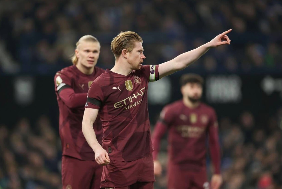 Kevin De Bruyne and Erling Haaland in Manchester City 0-6 victory against Ipswich Town