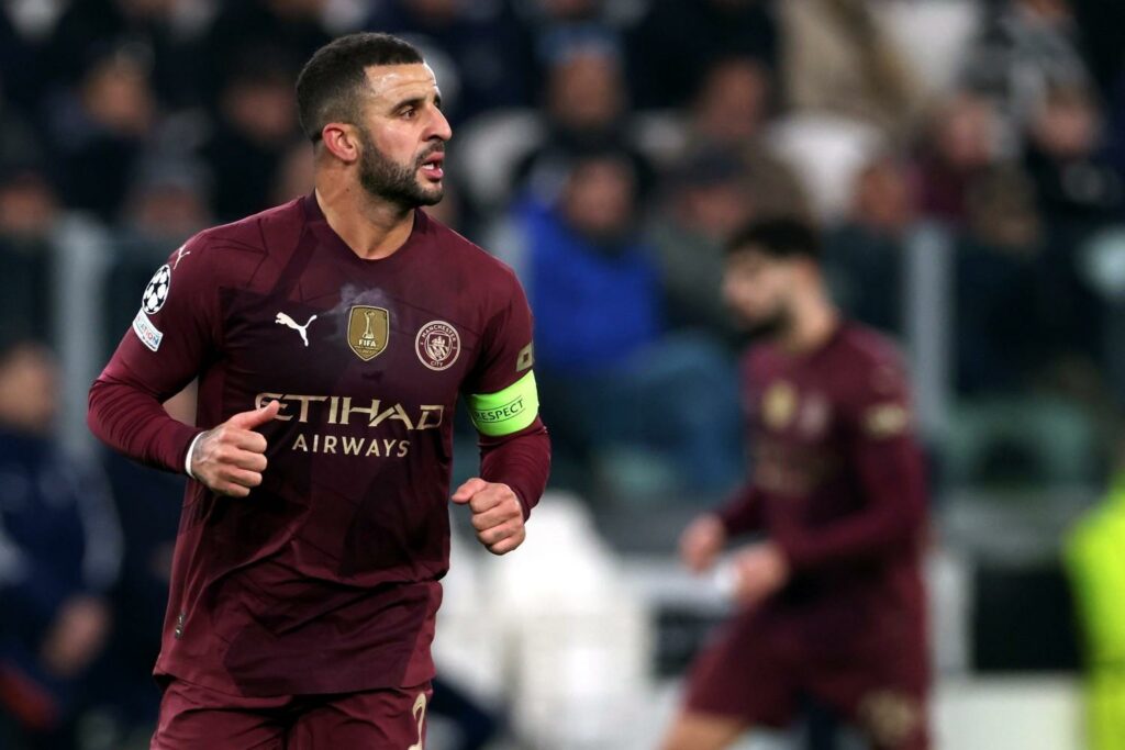 Kyle Walker with the captain's armbrand for Manchester City