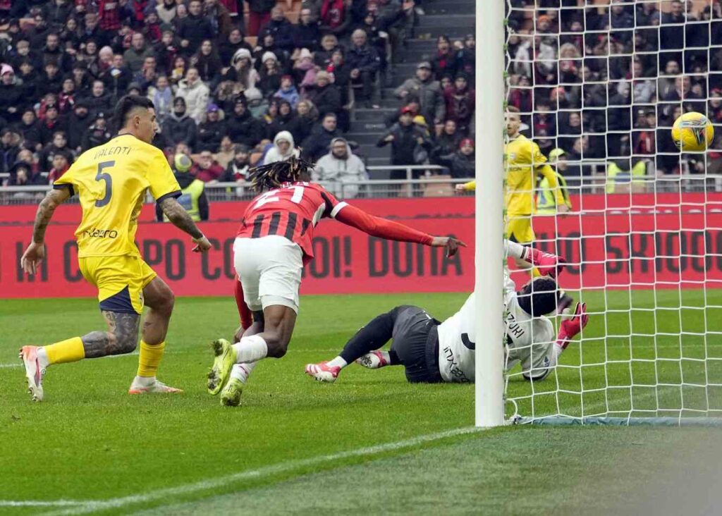 Samuel Chukwueze has just scored Milan's winning goal against Parma