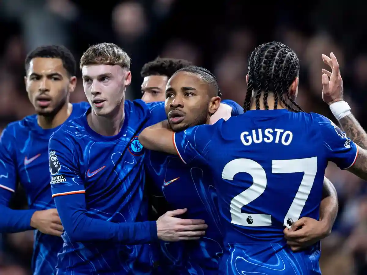 Chelsea players celebrate after scoring against Southampton