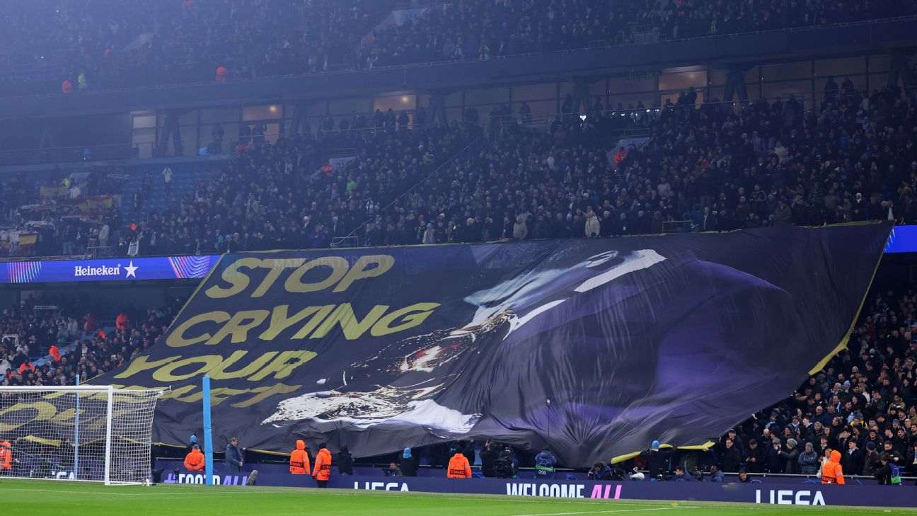 Manchester City fans' banner aimed at Vinicius Jr.