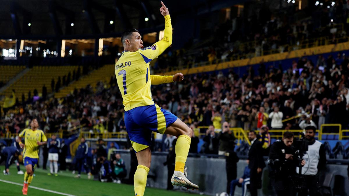 Cristiano Ronaldo with his typical celebration after scoring a goal