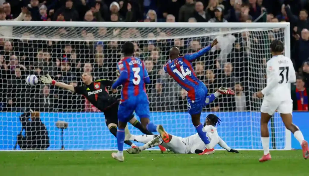 Jean-Philippe Mateta scores Crystal Palace's 2nd goal against Aston Villa