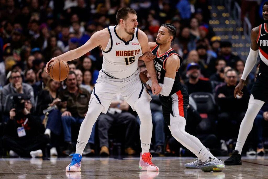 Nikola Jokic in the game against Portland Trail Blazers