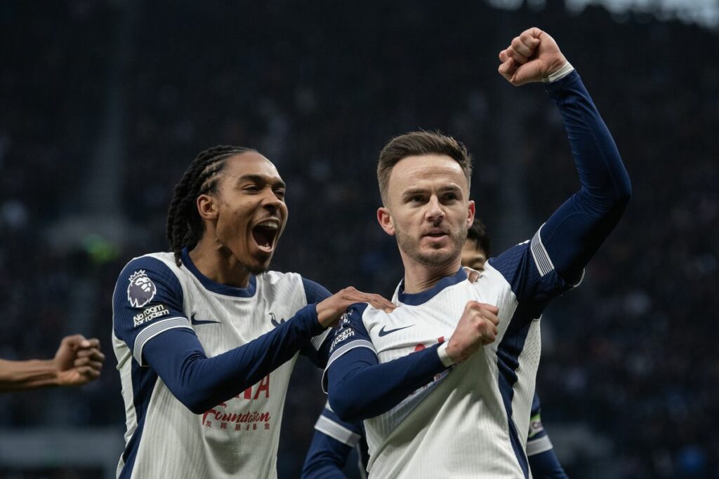 Tottenham's James Maddison has just scored against Manchester United