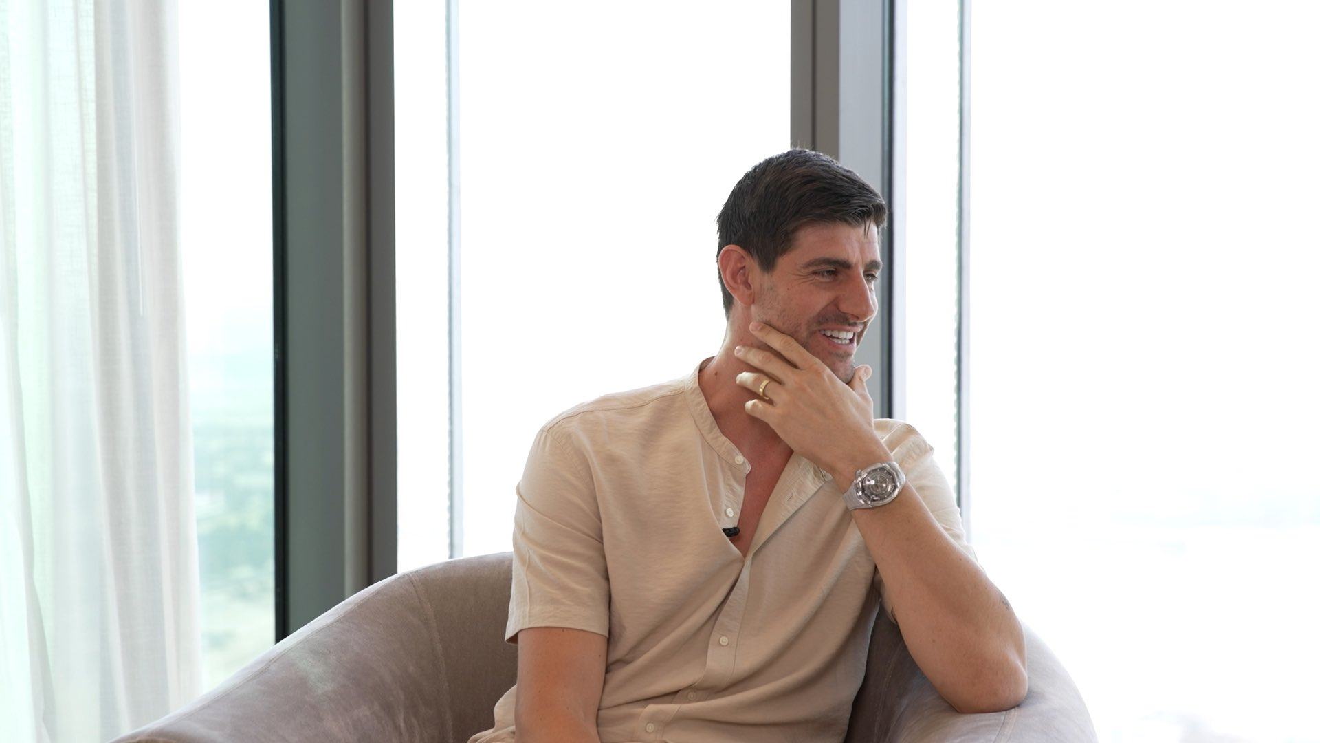 Thibaut Courtois during his interview with Rio Ferdinand