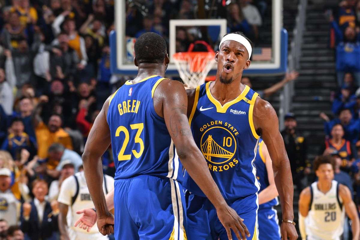 Draymond Green and Jimmy Butler III during the Warriors' win over Dallas Mavericks