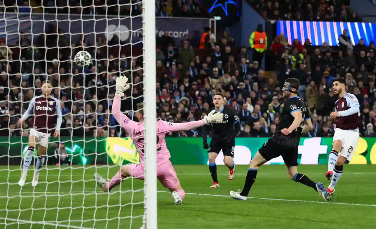 Marco Asensio scores for Aston Villa against Club Brugge