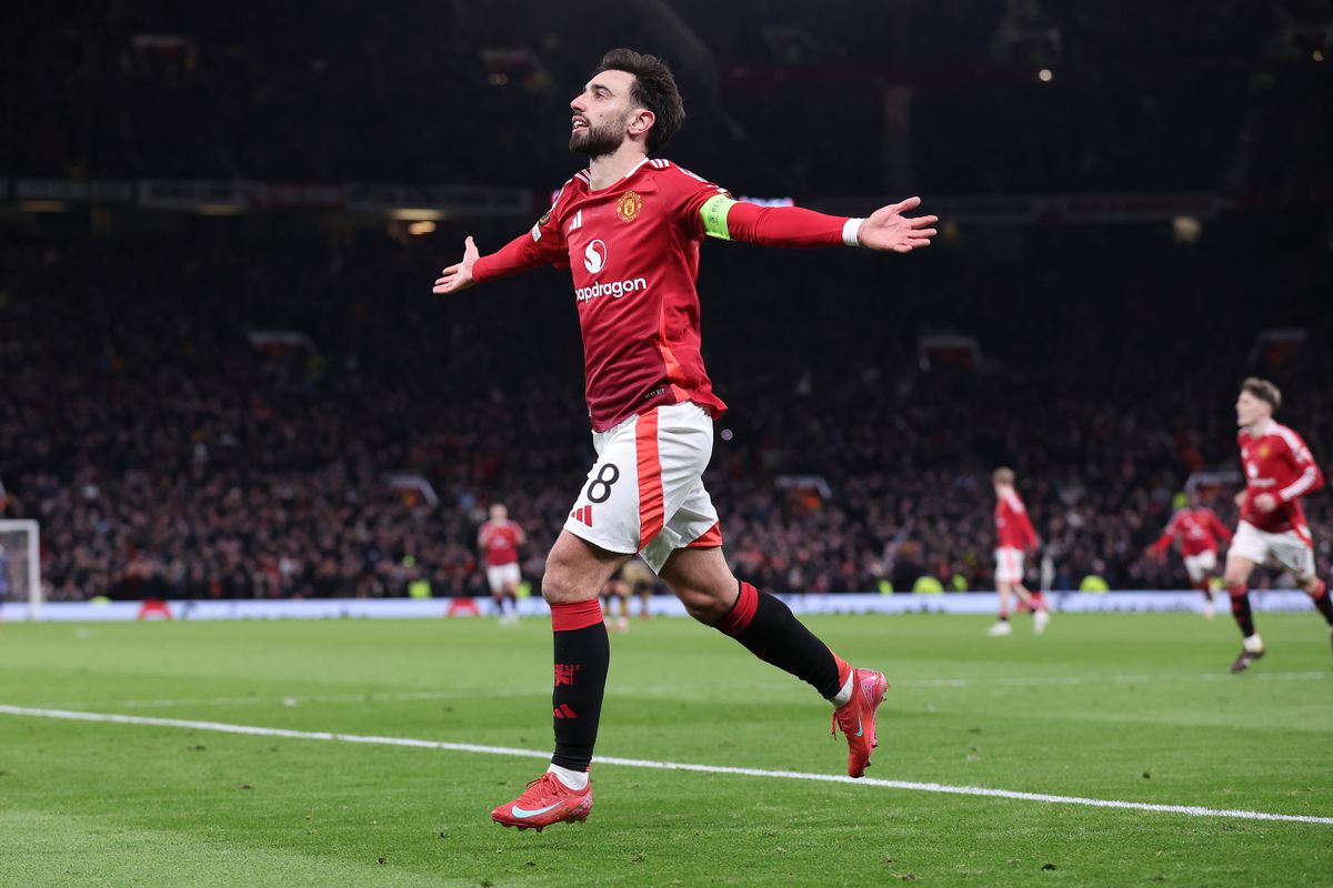 Bruno Fernandes celebrates after scoring against Real Sociedad