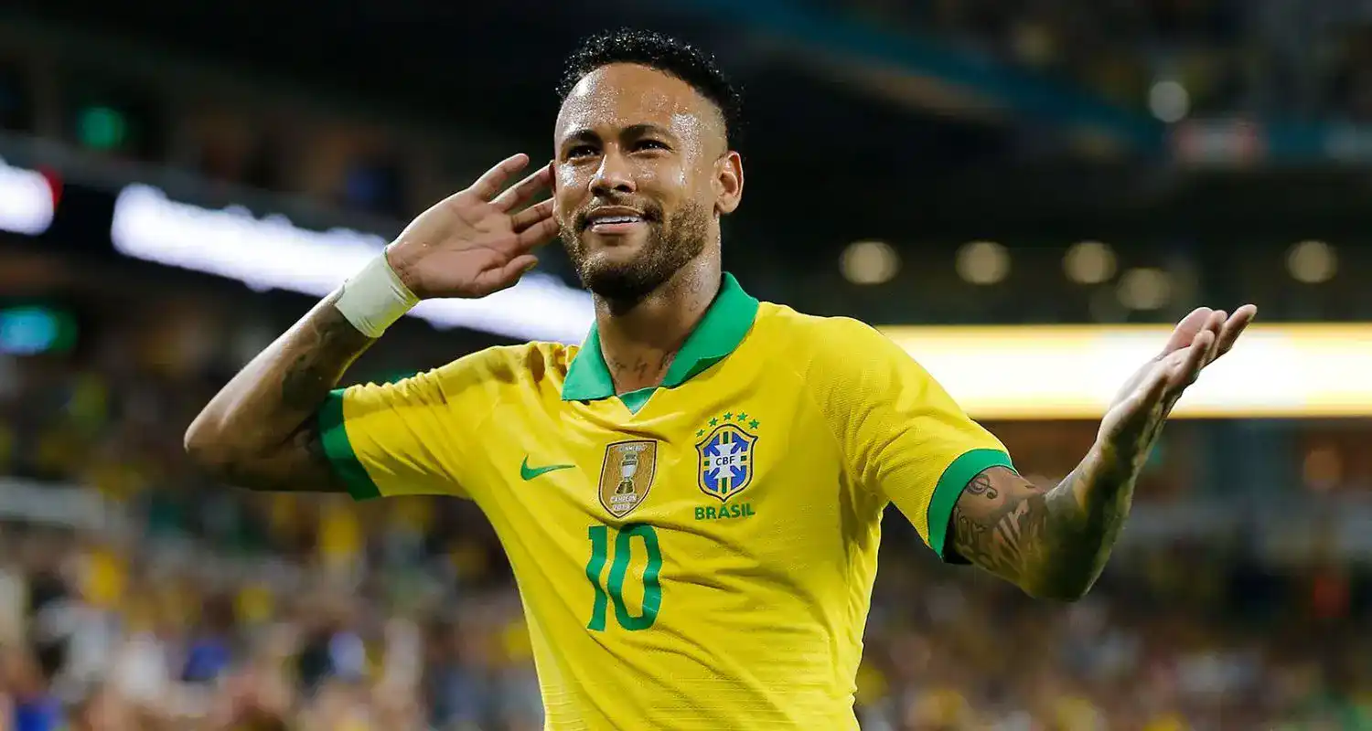 Neymar celebrates after scoring for Brazil