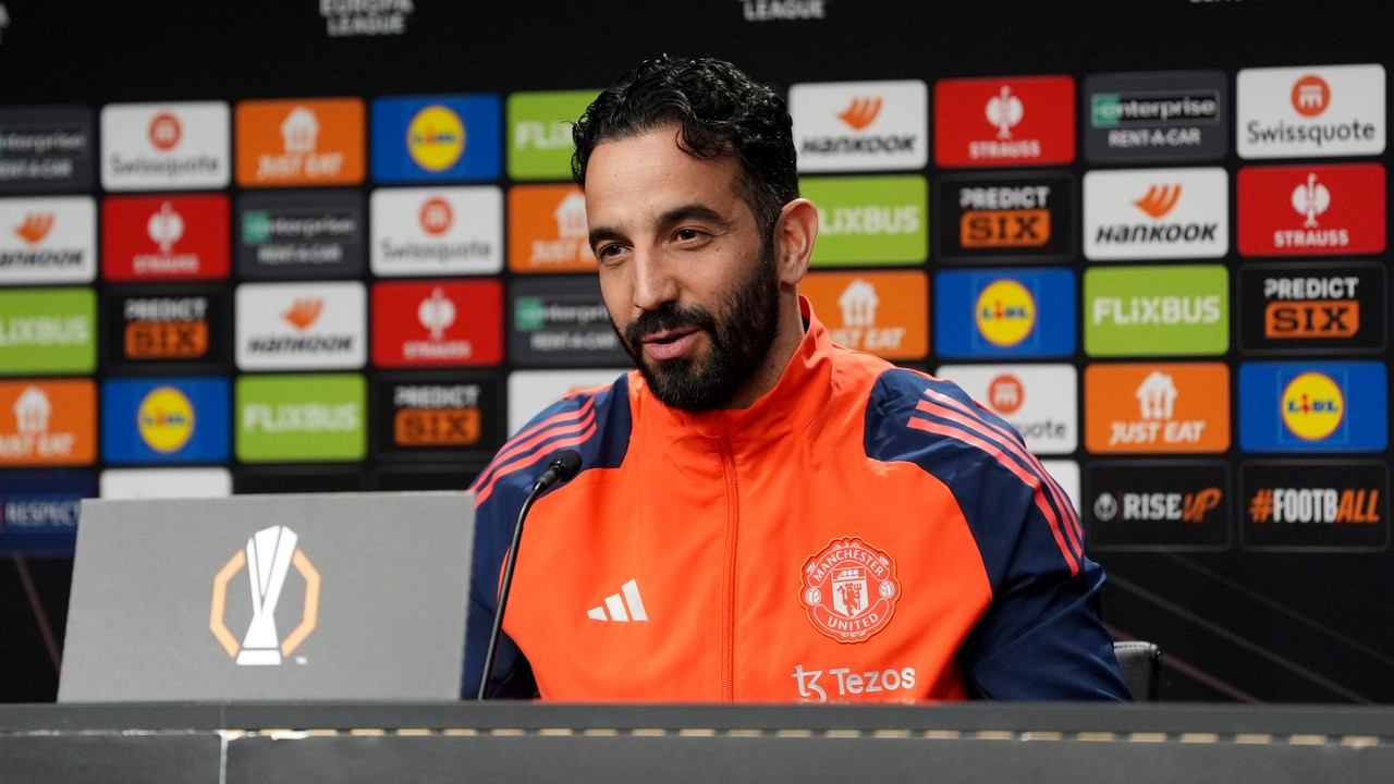 Manchester United manager Ruben Amorim during a press conference